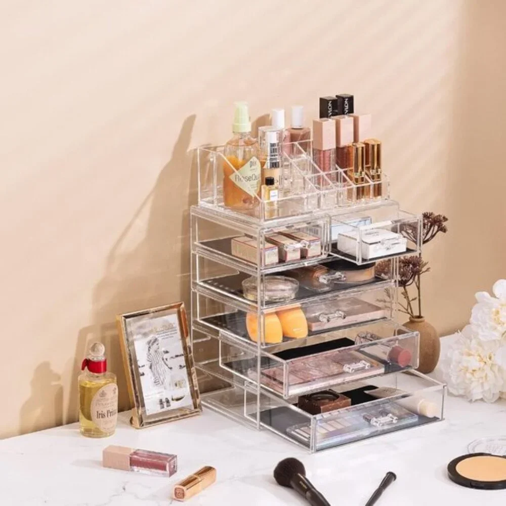 New Clear Makeup Organizer, Jewelry & Cosmetic Storage with 6 Drawers for Vanity